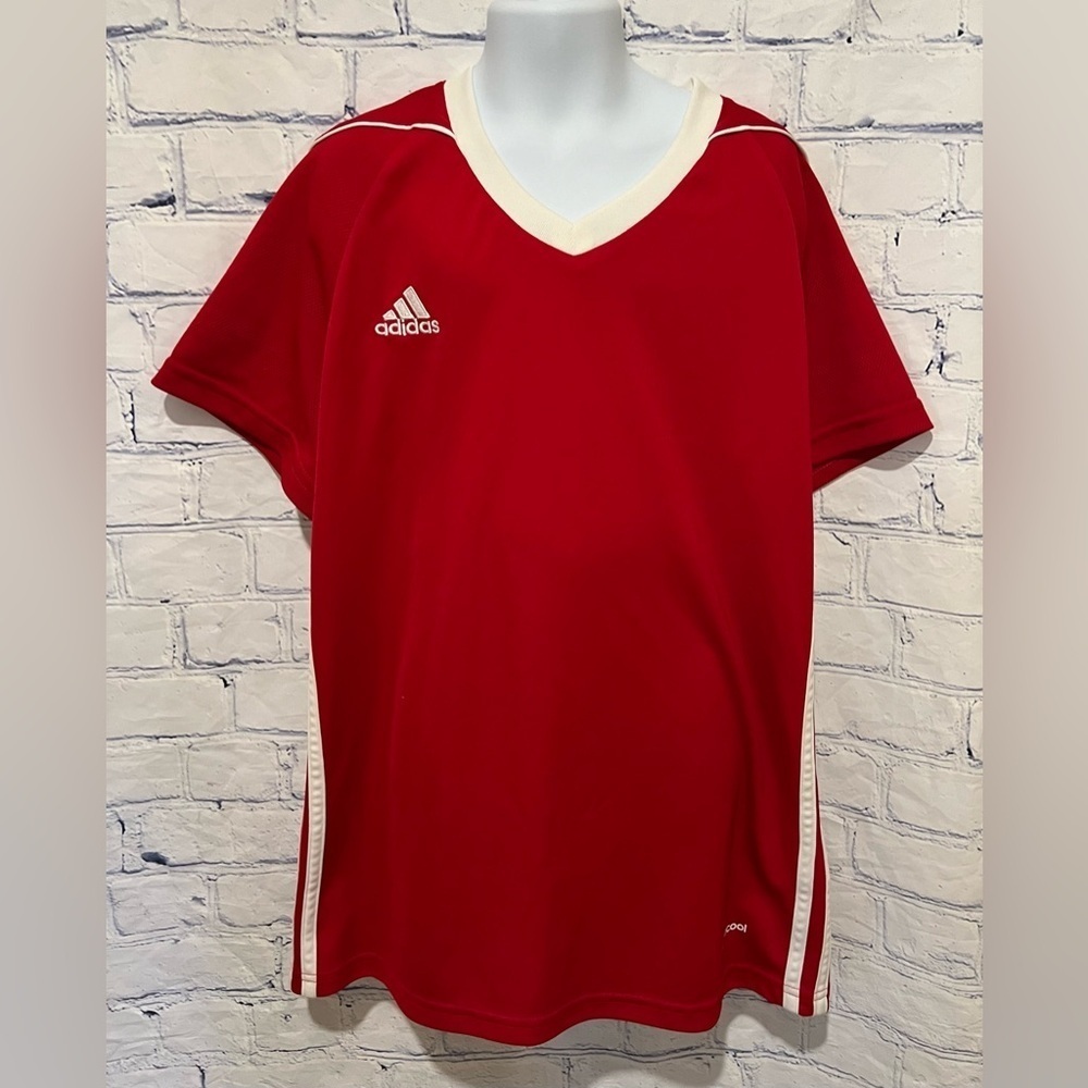 Adidas Kids Red Soccer jersey Climacool Small EUC